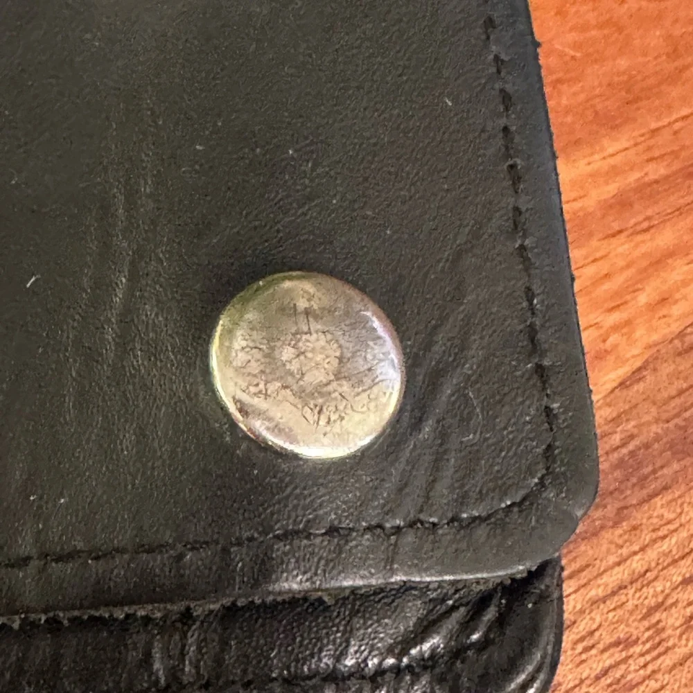 Vintage Black Leather Wallet with Chain USA